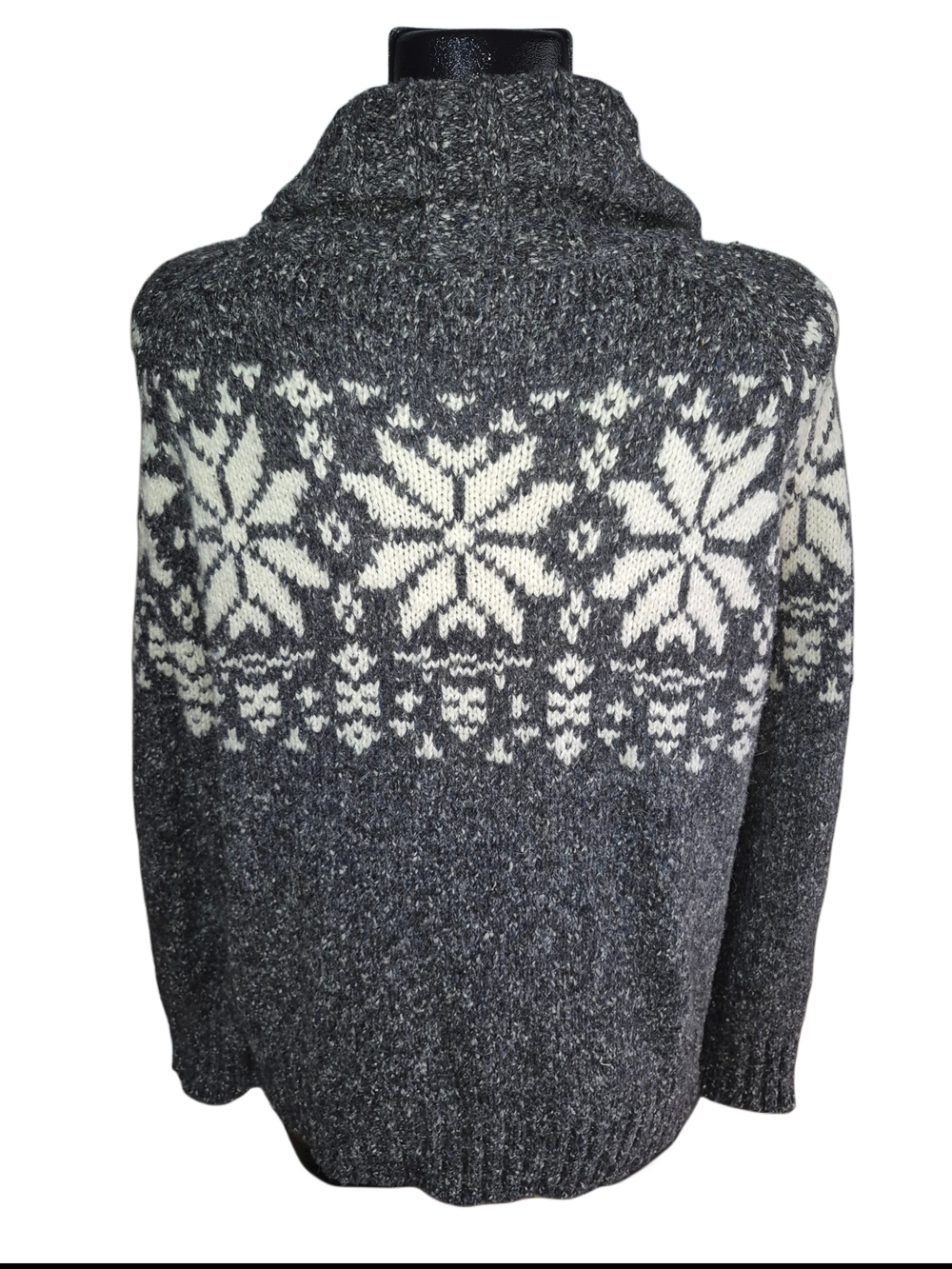 Denver Hayes Charcoal Gray Zip-Up High-Neck Fair Isle Sweater Jacket Size XL - Picture 5 of 6